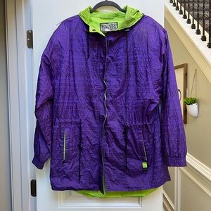 Vintage SKYR Windbreaker Women’s Size 12 Jacket 90's Purple & green Hooded